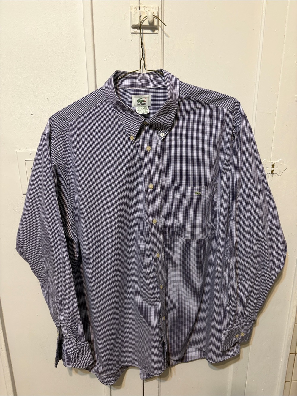 Lacoste Blue Microcheck Button-Down Dress Shirt